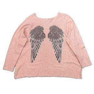 ITALIAN DESIGNER RHINESTONE ANGEL WINGS SWEATER